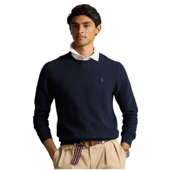Ralph Lauren Navy Italian Yarn 100% Merino Wool Crewneck Sweater, XXL - Picture 1 of 9